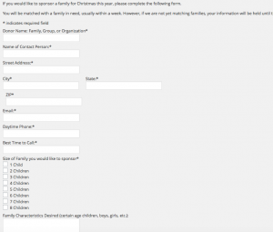 Screen shot of an online form example